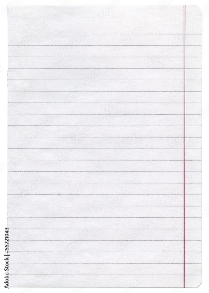 Sheet of looseleaf paper Sheet of looseleaf paper