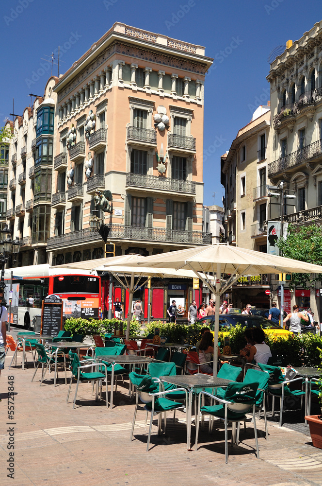 Part of La Rambla street.  Barcelona.  Spain