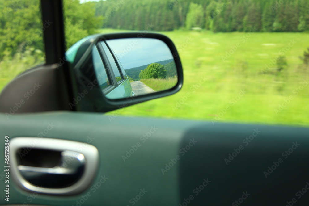  road car rear view mirror motion blur background