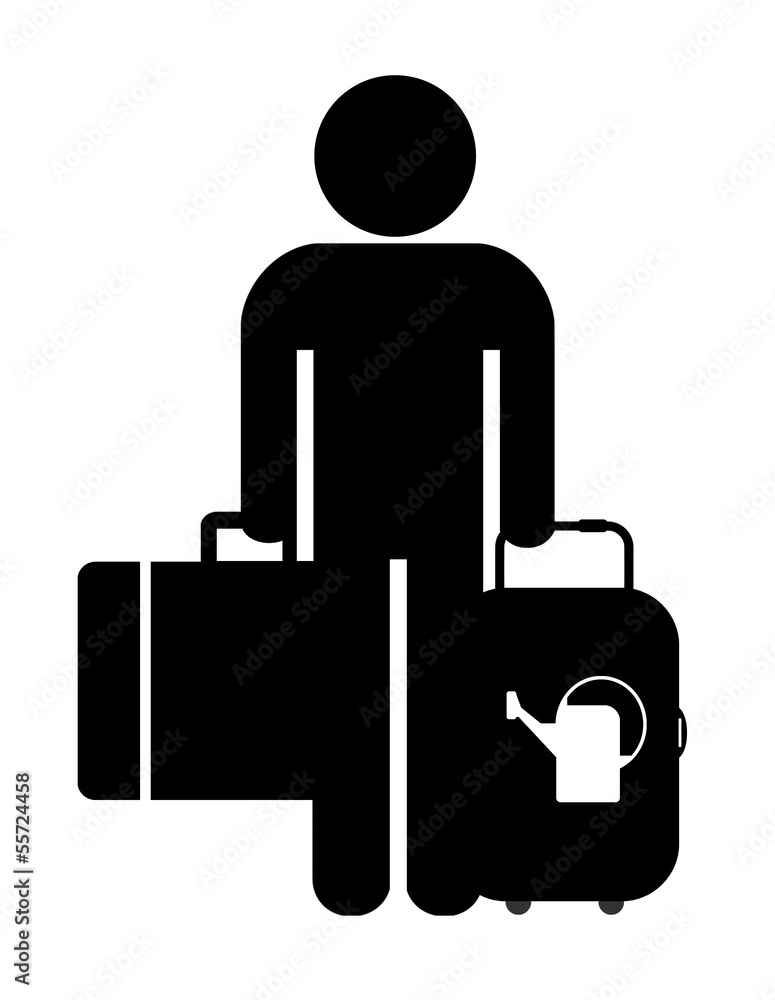 Arrosoir dans une valise de touriste Arrosoir dans une valise de touriste
