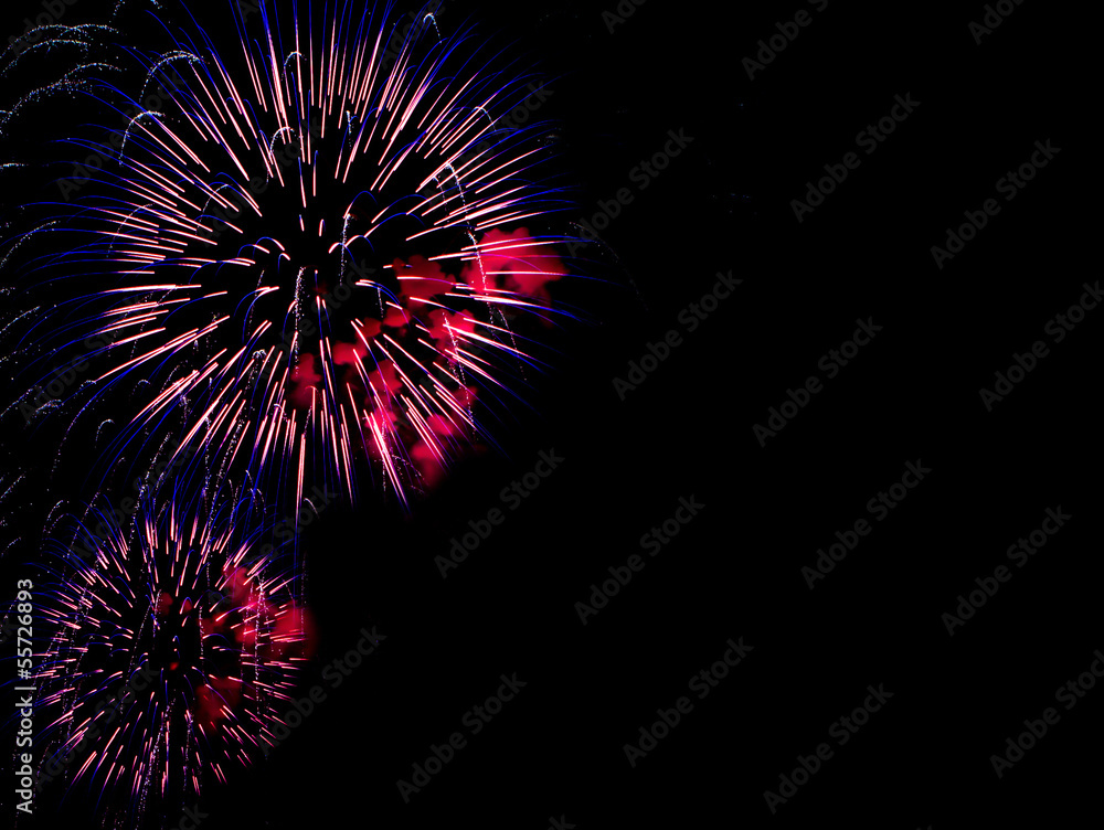 Fireworks display in the night sky Fireworks display in the night sky