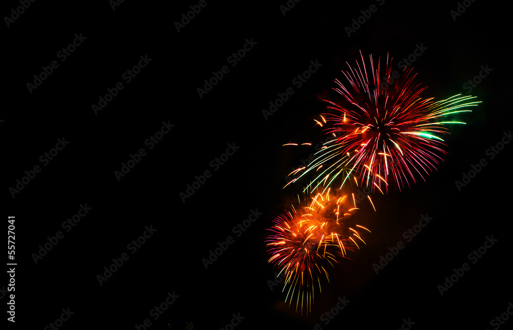 Fireworks display in the night sky Fireworks display in the night sky
