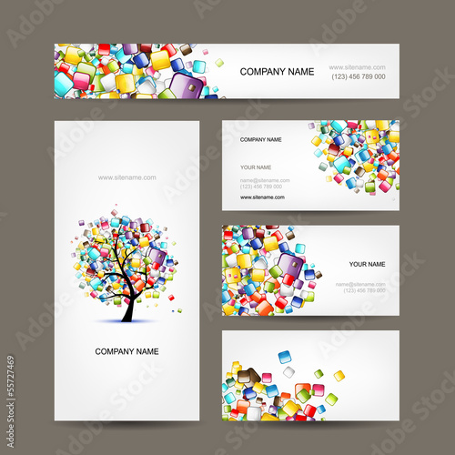 Wallpaper Mural Business cards collection with web tree design Torontodigital.ca