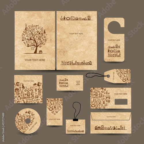Business cards collection with coffee concept design