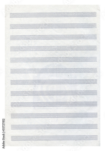 blank page of music note-book on white