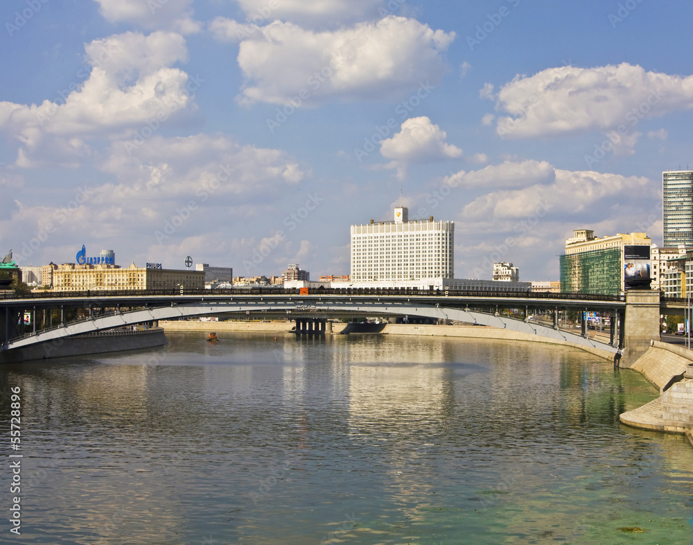 Moscow, building of Russian government and Moscow-river