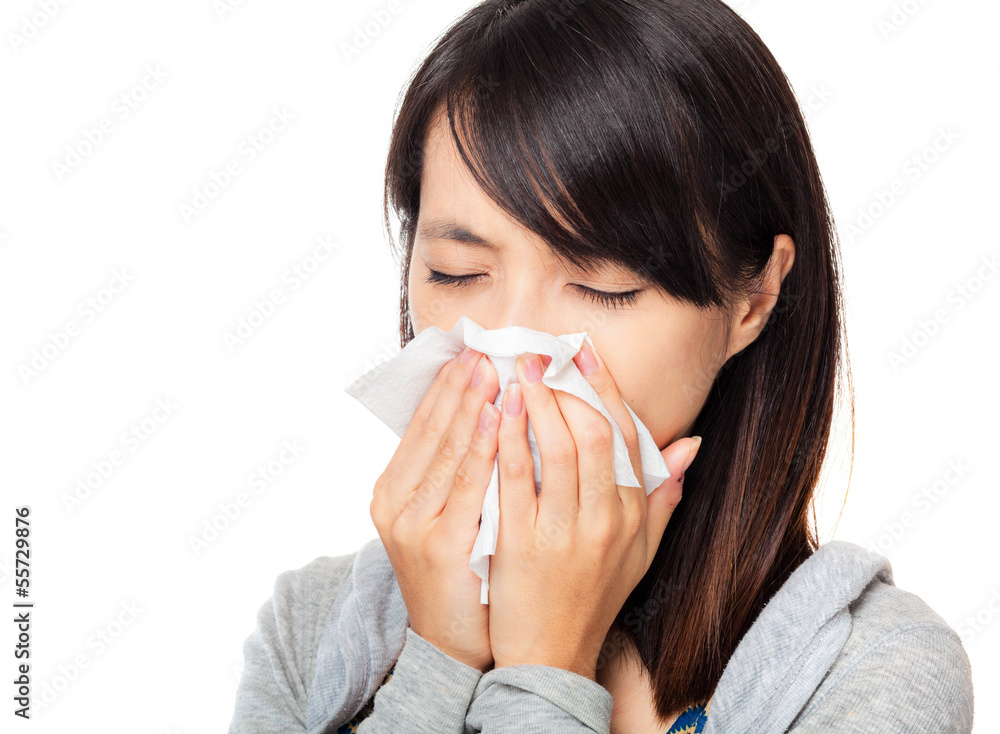 Sneezing asian woman Sneezing asian woman