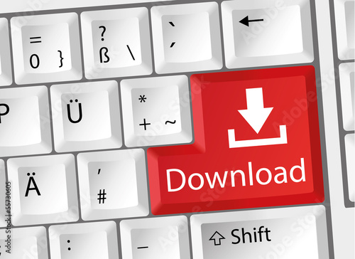 Download Button Red - Tastatur Deutsch