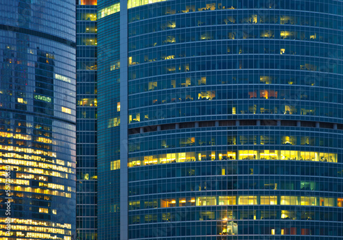  modern skyscraper illuminated at night
