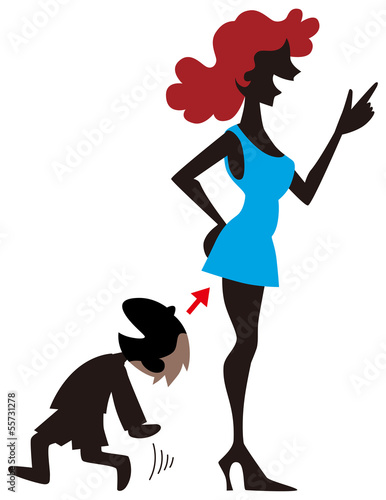 油断する女性と覗く男の子