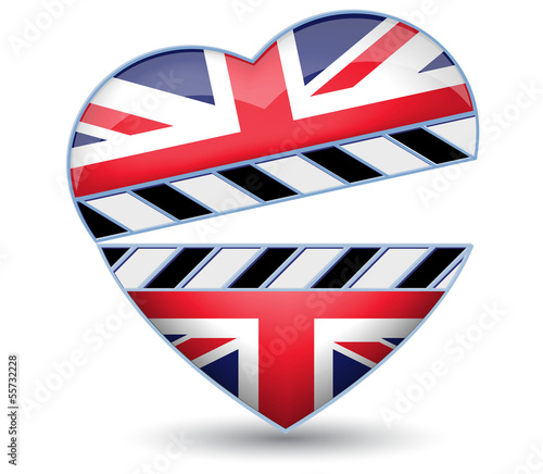 Clapper board with heart Canada flag.Vector