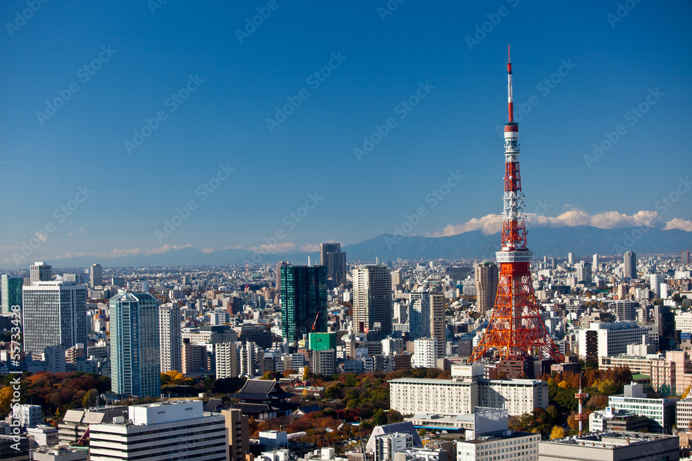 Obraz premium Tokyo Tower i Fuji-san w Clouds