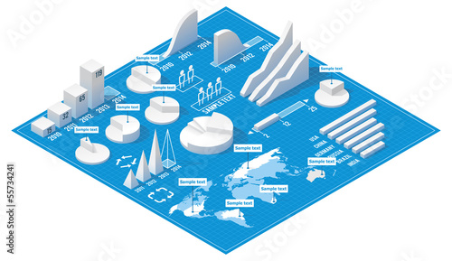 Vector isometric infographic elements