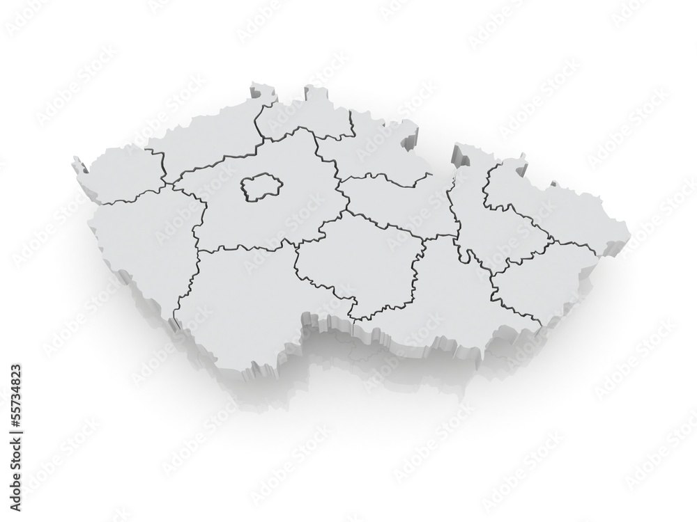 Three-dimensional map of Czech.