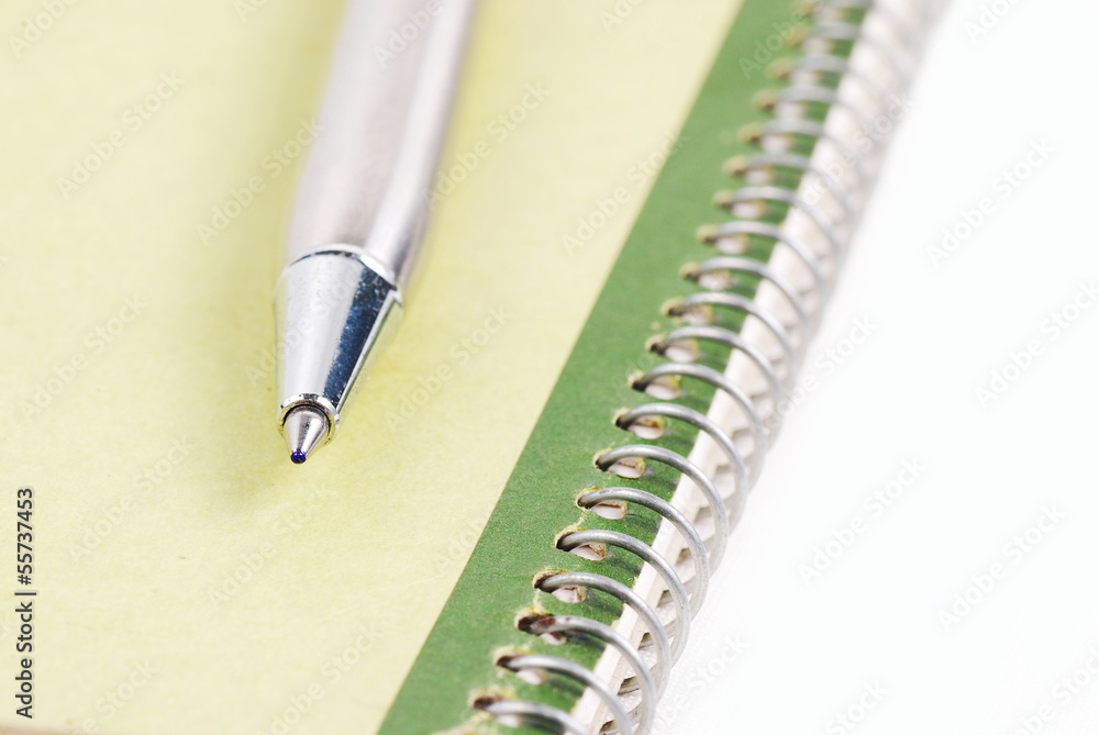 silver pen on green notebook silver pen on green notebook