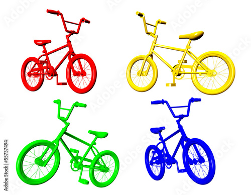 Bicycles on white background