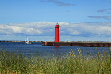 Poster Vuurtoren Rode vuurtoren Muskegon Michigan  © Thomas Barrat