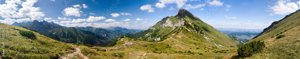 Panorama of summer mountain ridge - High Tatras, Slovakia, EU