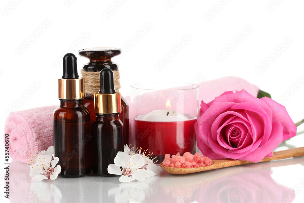 Spa composition with aroma oils isolated on white Spa composition with aroma oils isolated on white