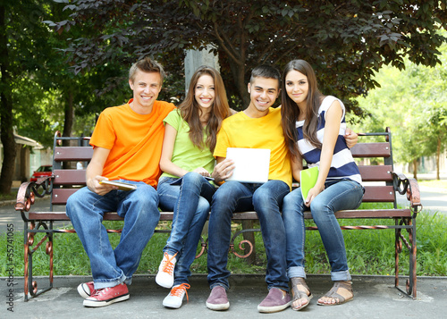 Happy group of young studen...