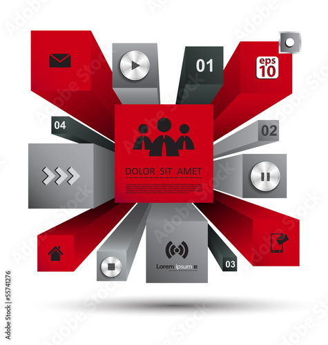 3d modern infographic red vector
