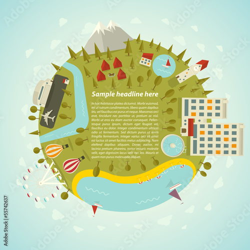Bild auf Leinwand Resort planet. Vector illustration.