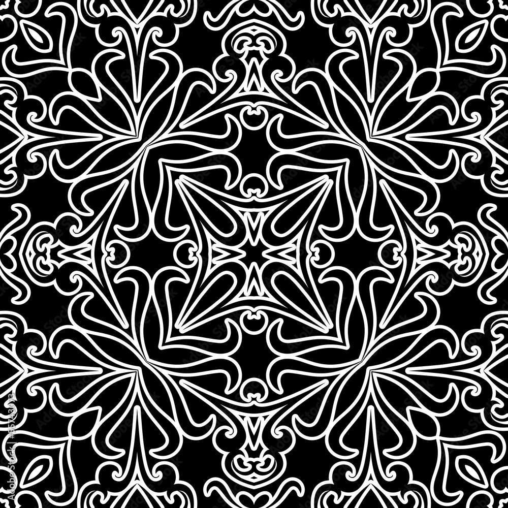 Abstract black and white seamless pattern