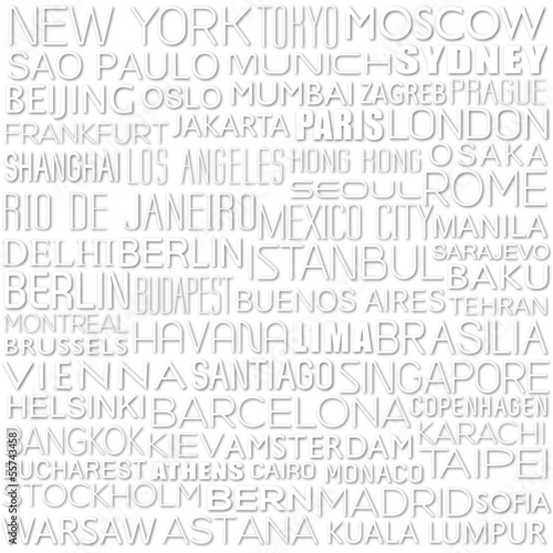 big and capital cities of the world  typographic illustration