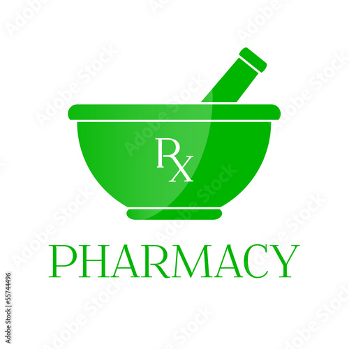 Pharmacy symbol - mortar in green color
