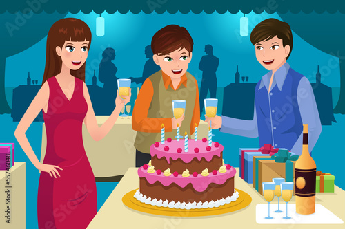 Young people celebrating a birthday party