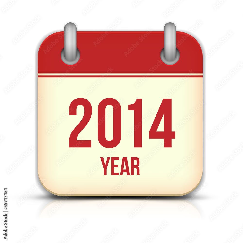 2014 Year Vector Calendar App Icon With Reflection 2014 Year Vector Calendar App Icon With Reflection