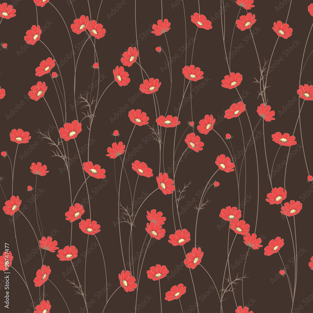 Vector seamless texture with chamomile flowers