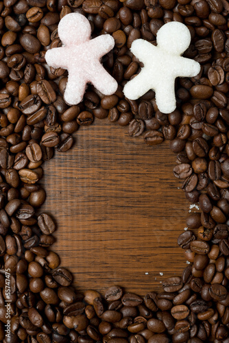 sugar in the form of little men on coffee beans