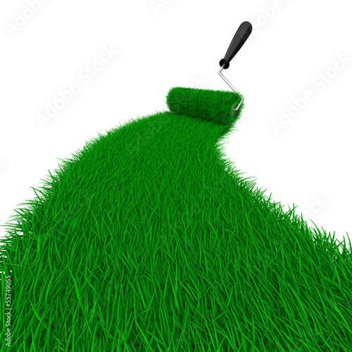 road from grass on white. I...