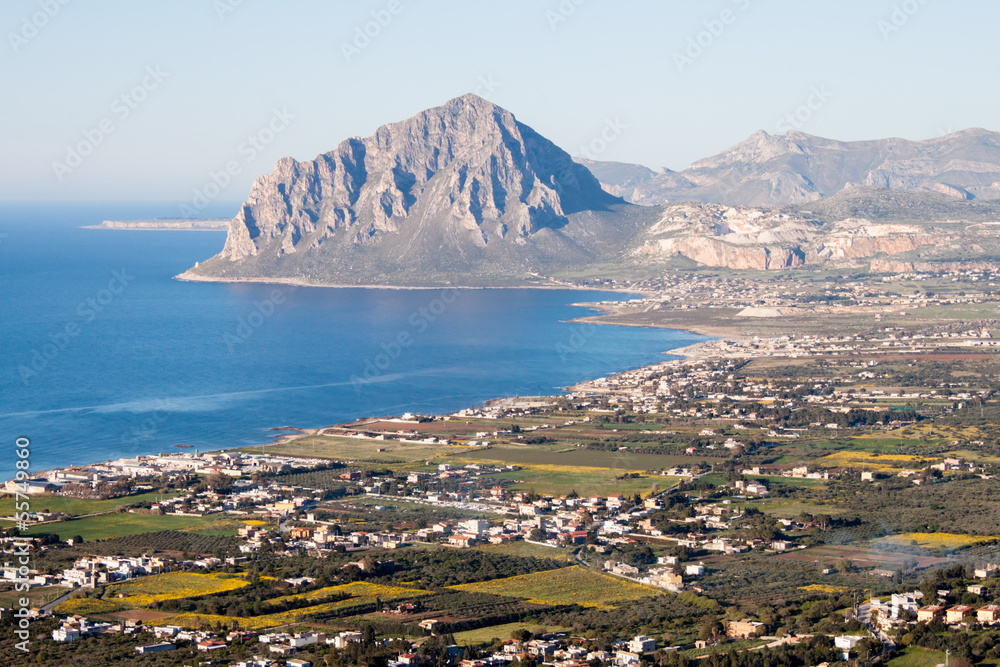 Beautiful sea and mountain view, Erice, Sicily