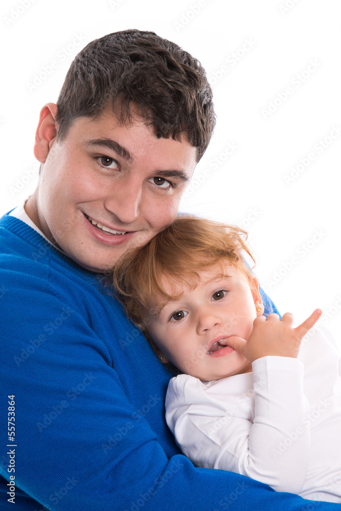 Portrait Vater und Tochter isoliert - junge Eltern Portrait Vater und Tochter isoliert - junge Eltern