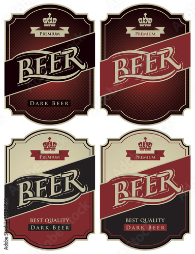 four labels for beer in a retro style