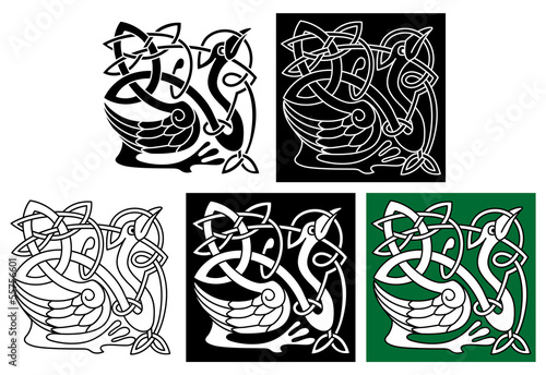 Stork bird with celtic ornament