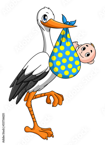 Stork with newborn baby