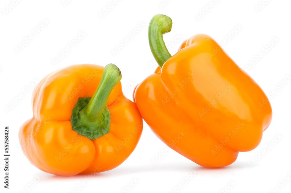 orange peppers isolated on white background closeup