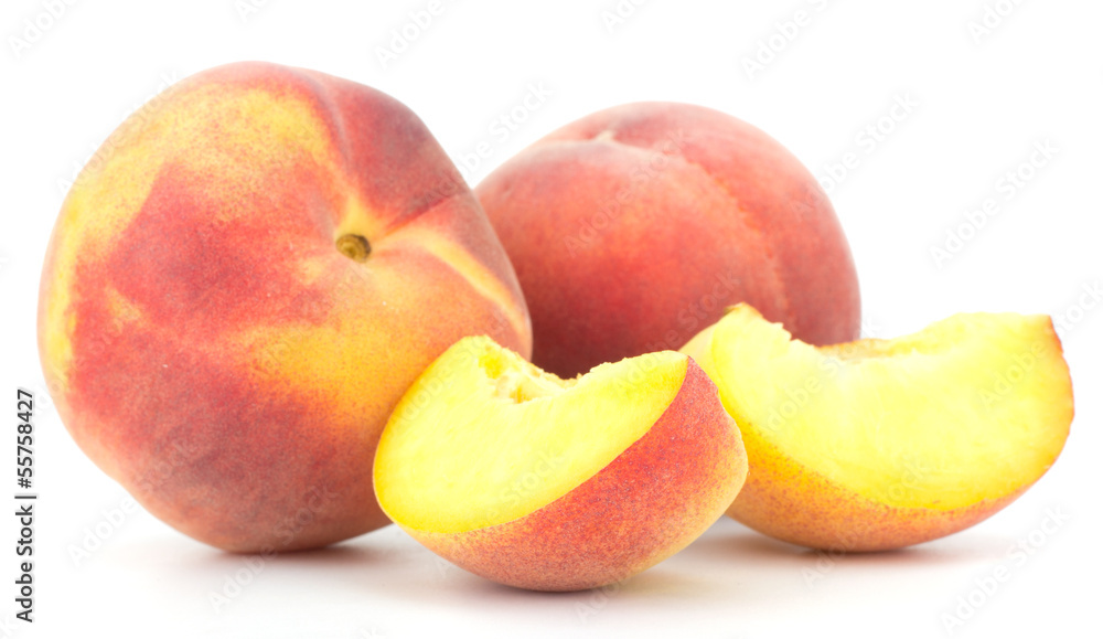 Ripe peach fruit isolated on white background Ripe peach fruit isolated on white background
