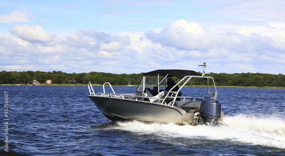 Fototapeta premium motor fast boat in baltic sea power boating