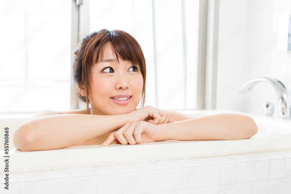 beautiful asian woman relaxing in the bath room beautiful asian woman relaxing in the bath room