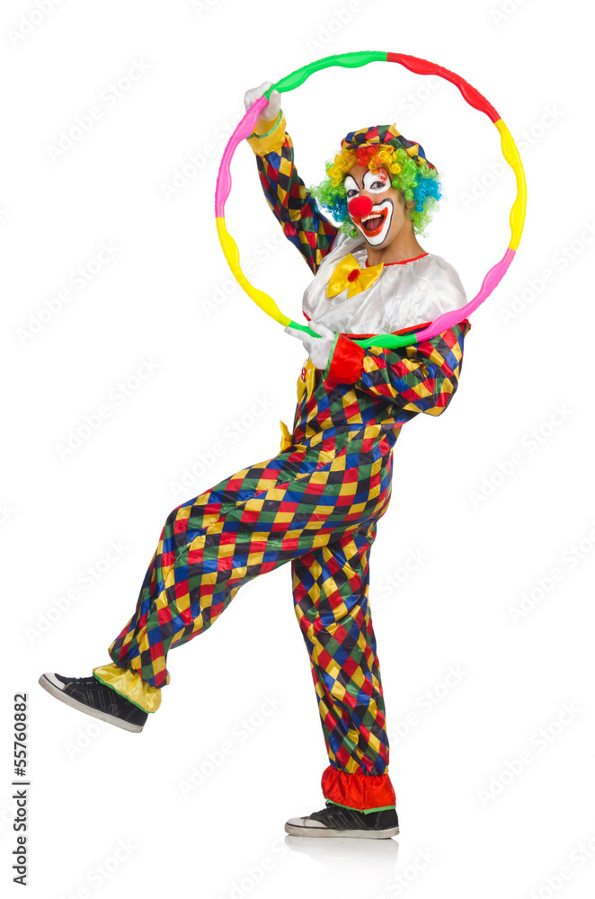 Clown with hula hoop isolated on white Clown with hula hoop isolated on white