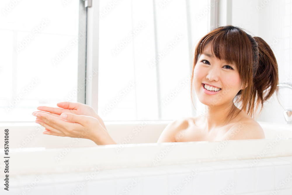 beautiful asian woman relaxing in the bath room beautiful asian woman relaxing in the bath room