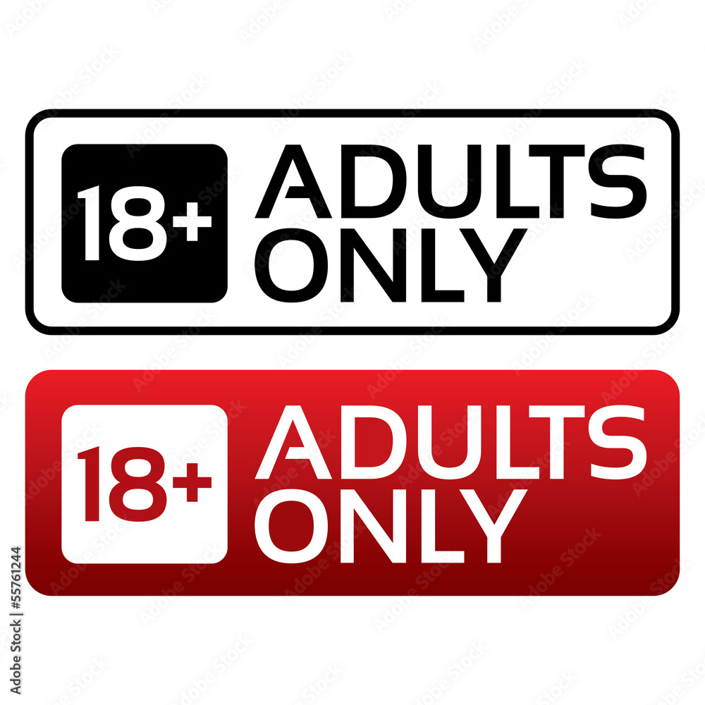Adults only content button. Age limit stamp. Adults only content button. Age limit stamp.