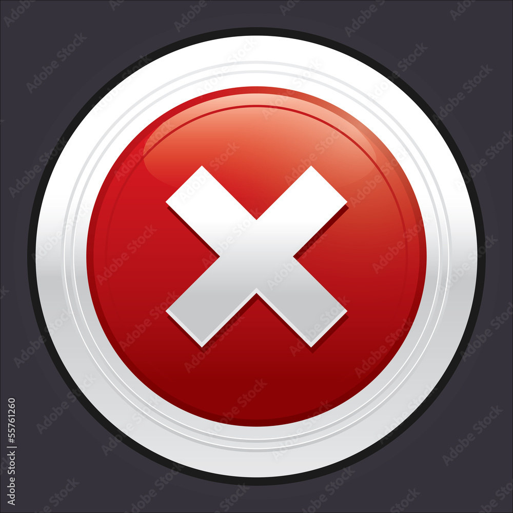 No button. Cancel icon. Vector red round sticker. No button. Cancel icon. Vector red round sticker.