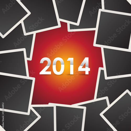 2014 on background of photo snapshots - illustration