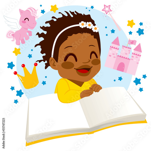 Girl Reading Fairy Tale Book