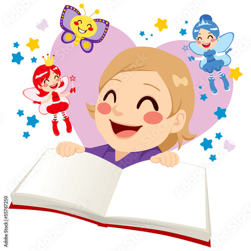 Cute Girl Reading Fairy Tale